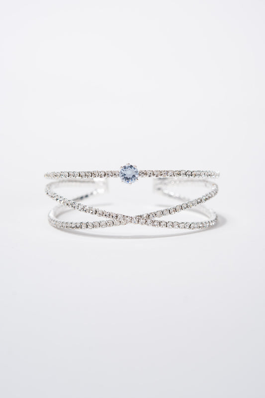 Ella Rhinestone Multilayer Crossed Cuff