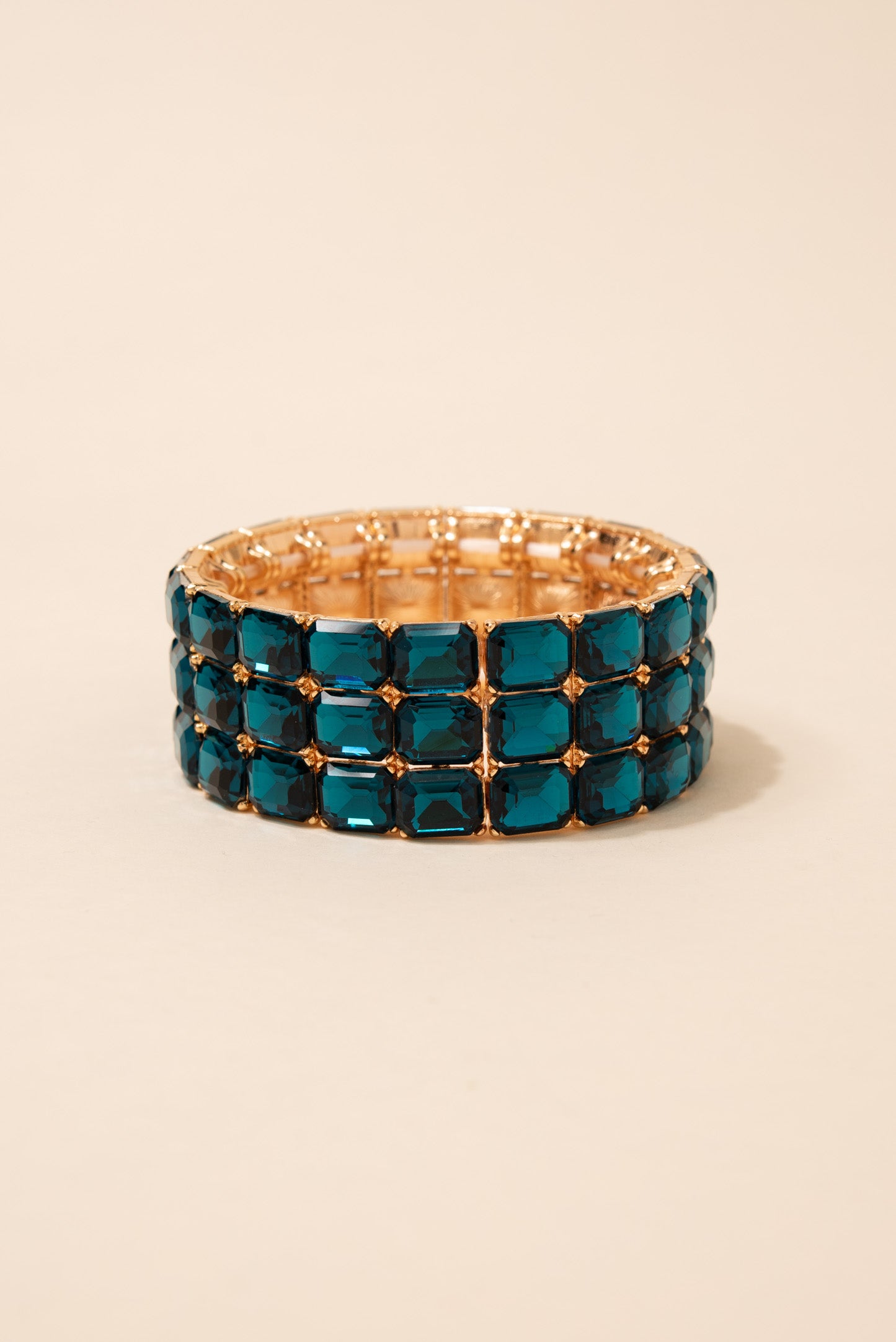 Kira 3 Row Emerald Cut Stretch Bracelet