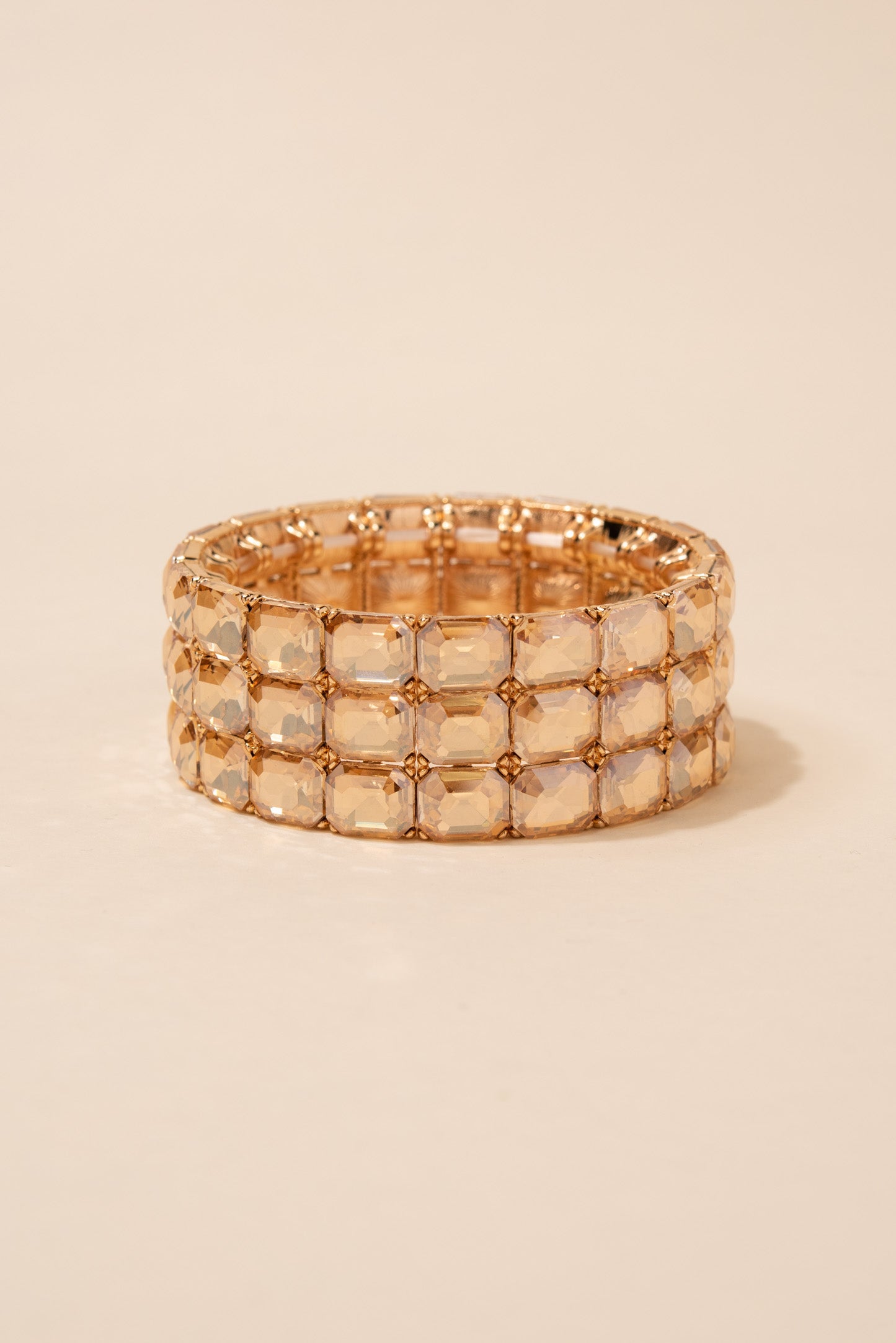 Kira 3 Row Emerald Cut Stretch Bracelet