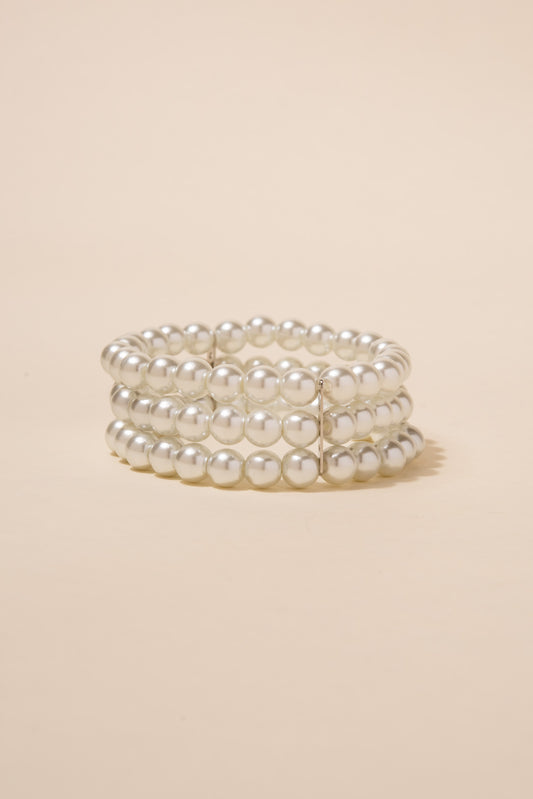 Bette Triple Strand Pearl Stretch Bracelet