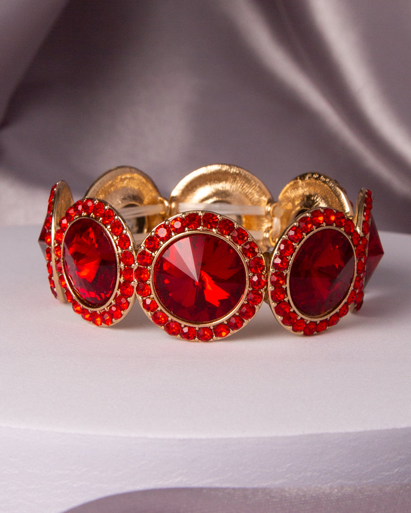 Greta Rhinestone Bezeled Round Cut Crystal Stretch Bracelet