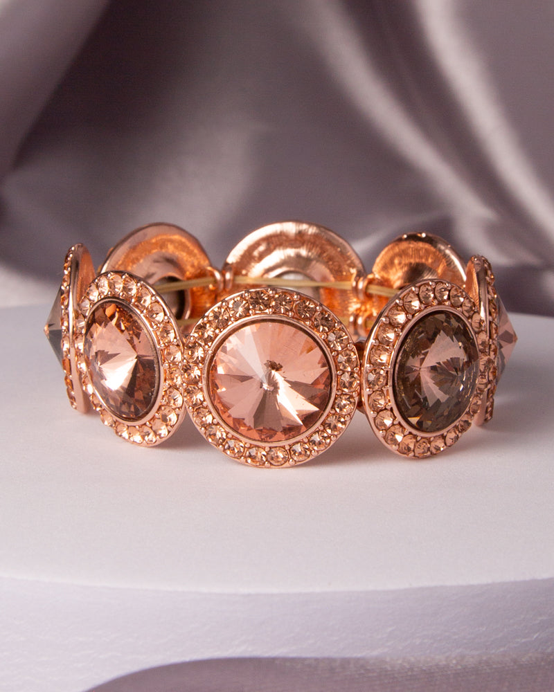 Greta Rhinestone Bezeled Round Cut Crystal Stretch Bracelet