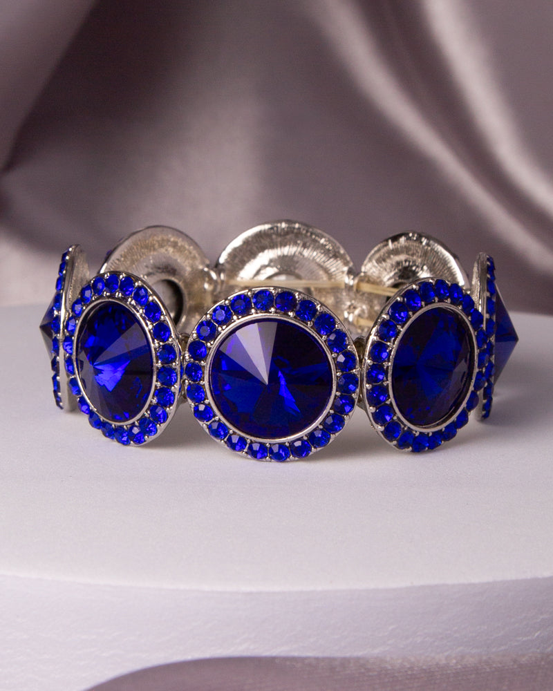 Greta Rhinestone Bezeled Round Cut Crystal Stretch Bracelet