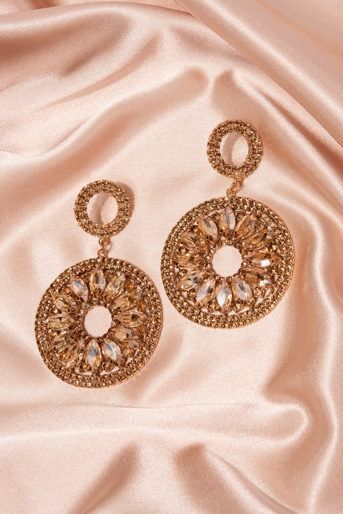 Estella Circle Drop Rhinestone Post Earrings