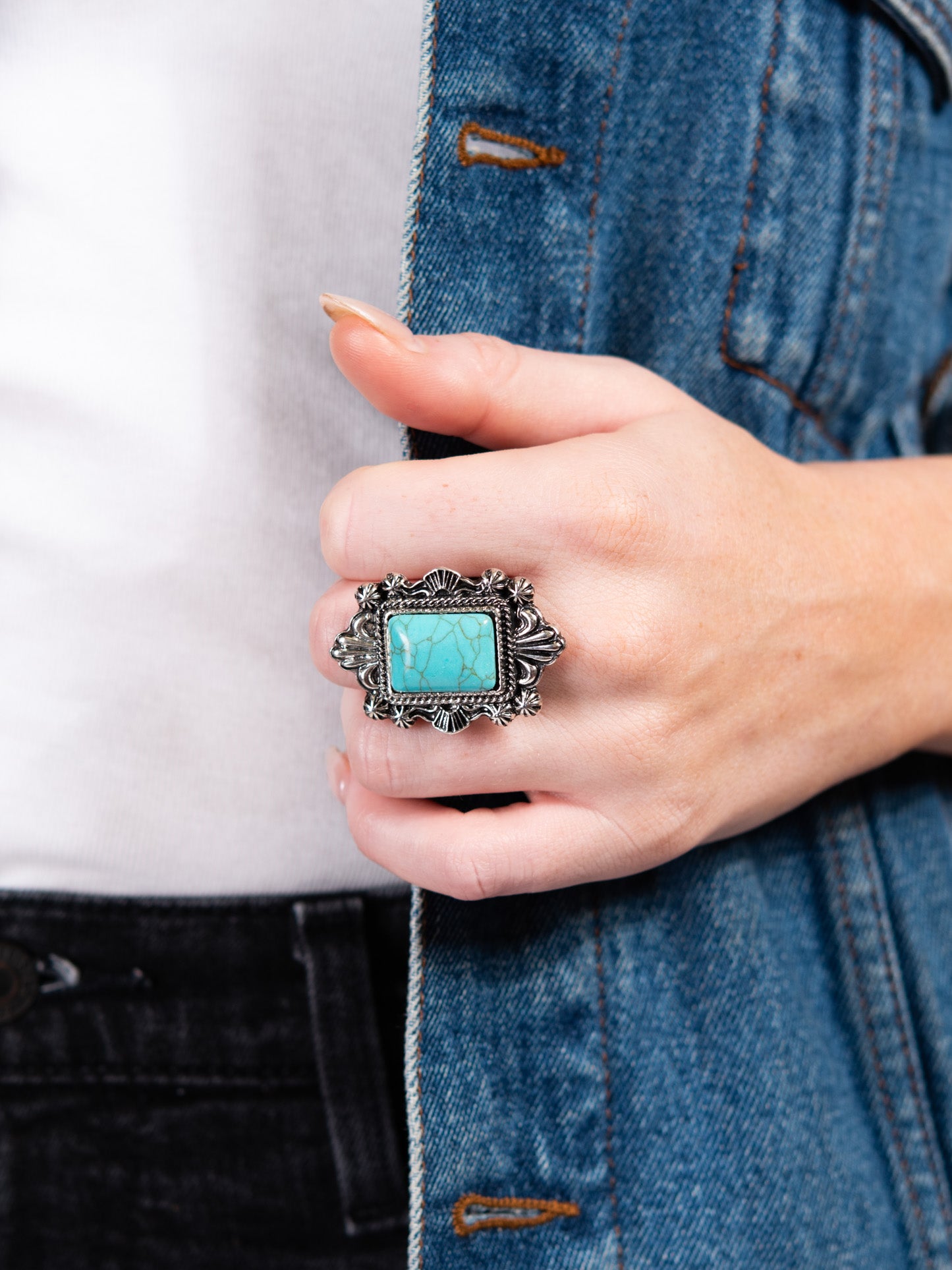 Fawn Western Square Design Cuff Ring