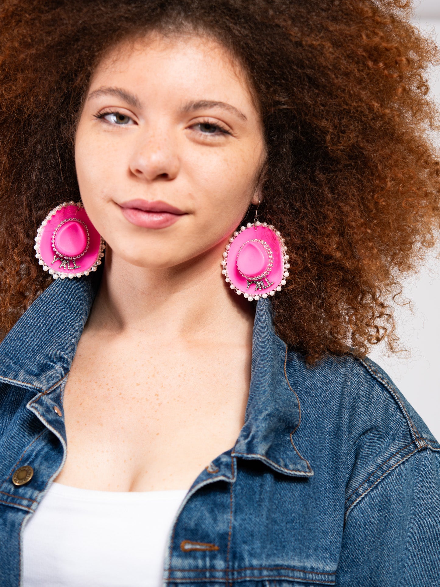 Loreli Y'ALL Western Pearl Trim Cowboy Hat Earrings