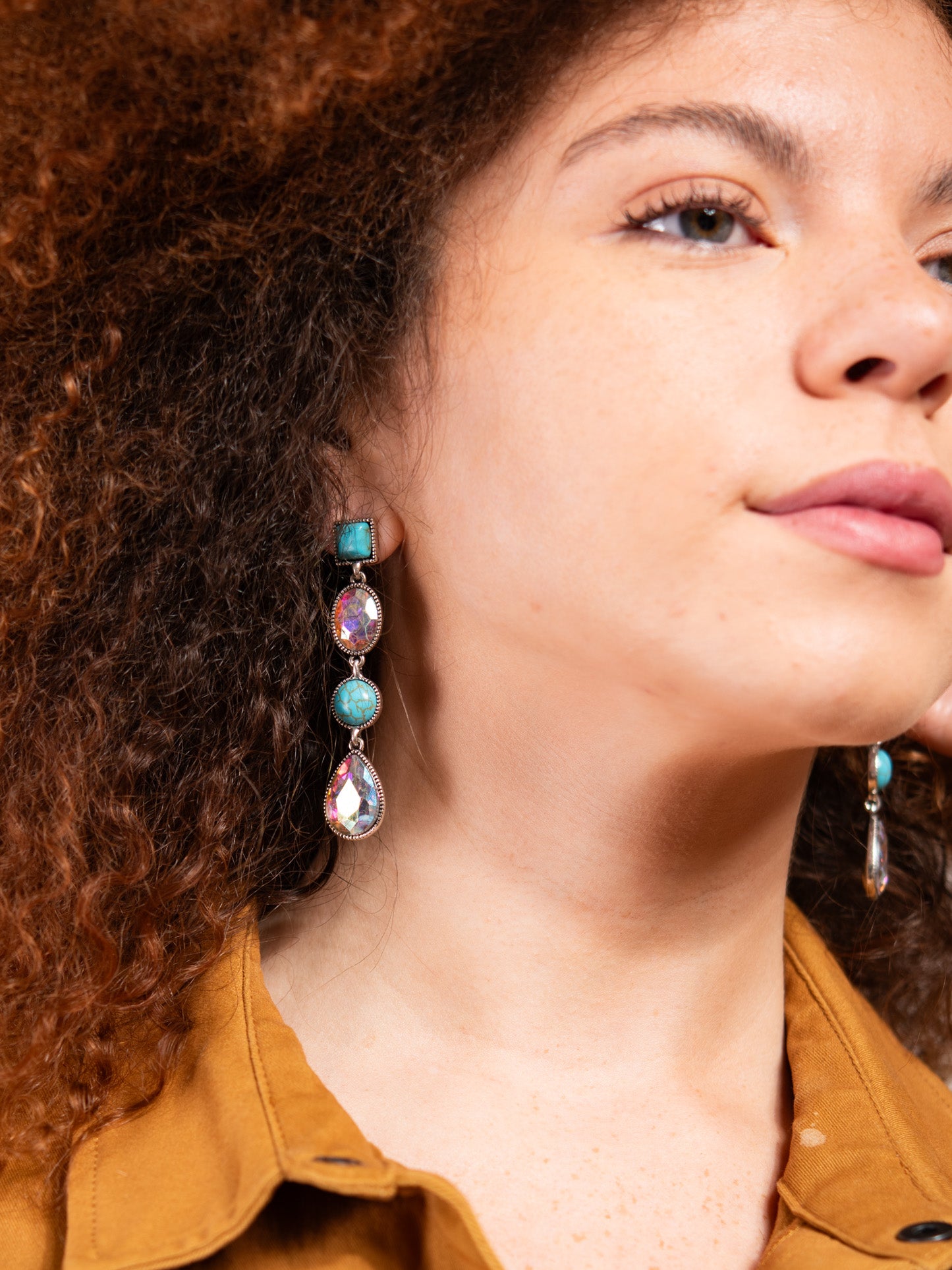 Lily Western Turquoise Gemstone Linear Earrings