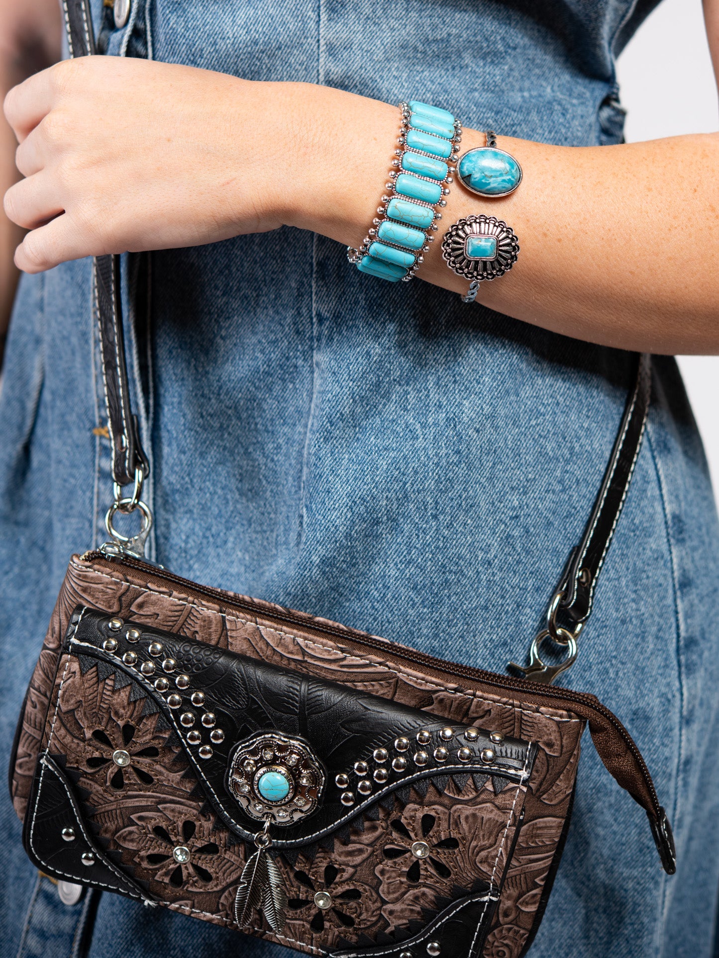 Melanie Western Rectangular Turquoise Stone Stretch Bracelet