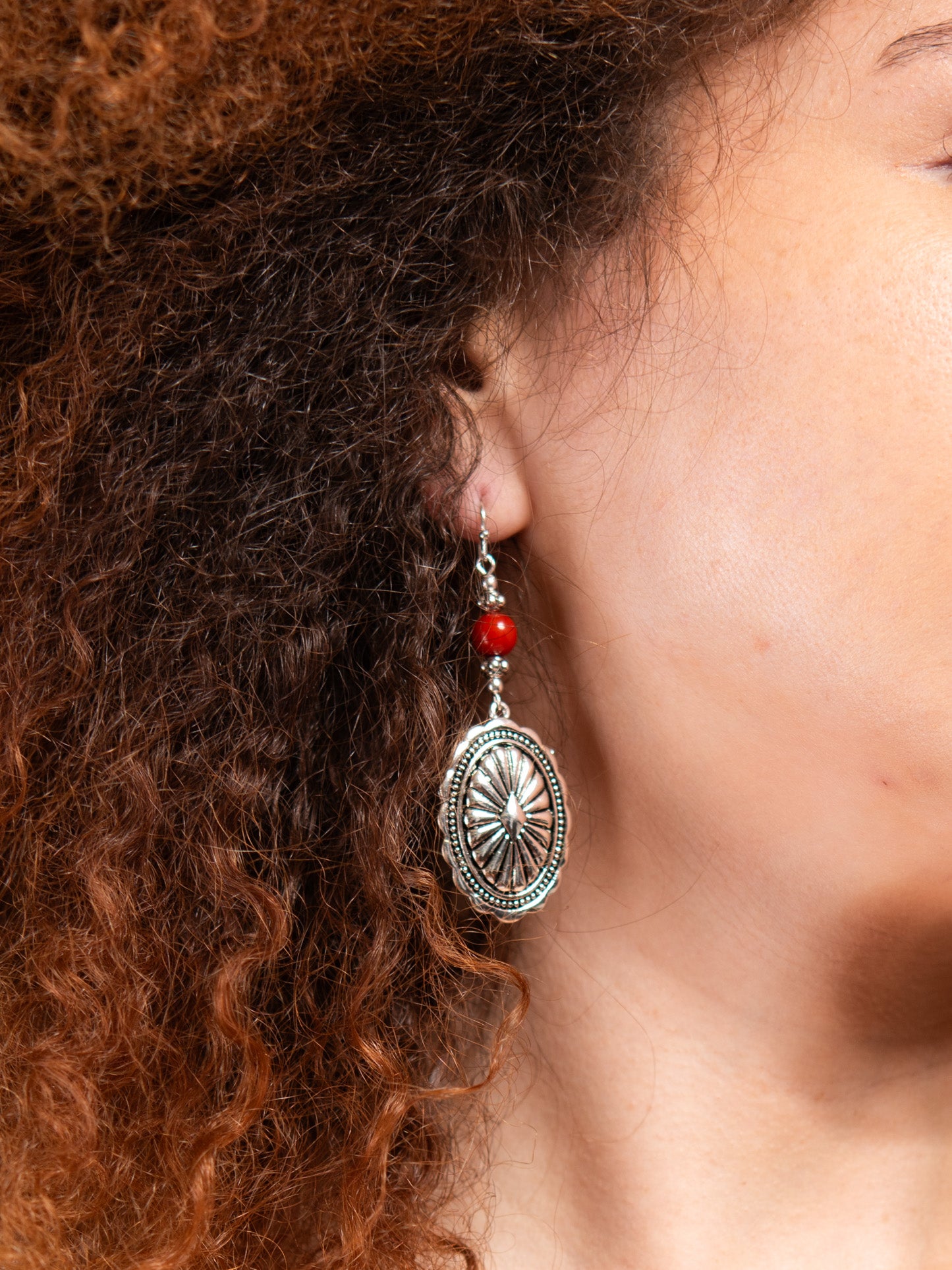 Adaline Western Acrylic Beaded Concho Earrings