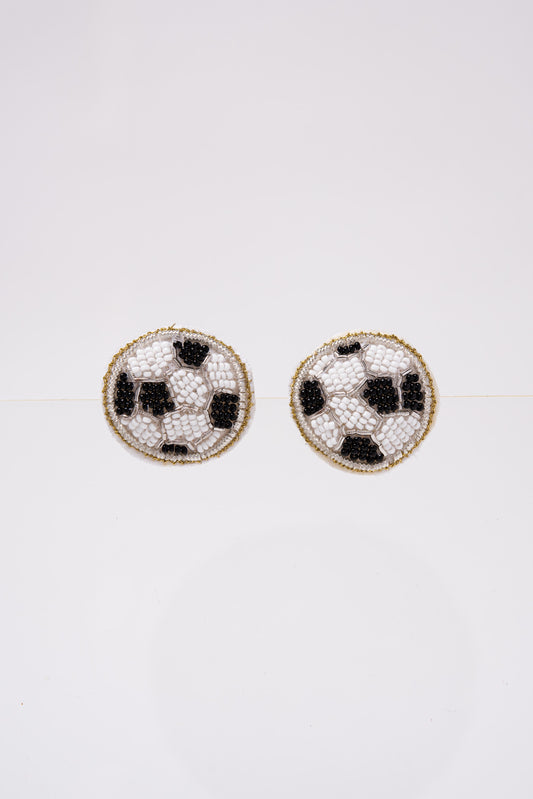 Jen Soccer Beaded Embroidery Stud Earrings