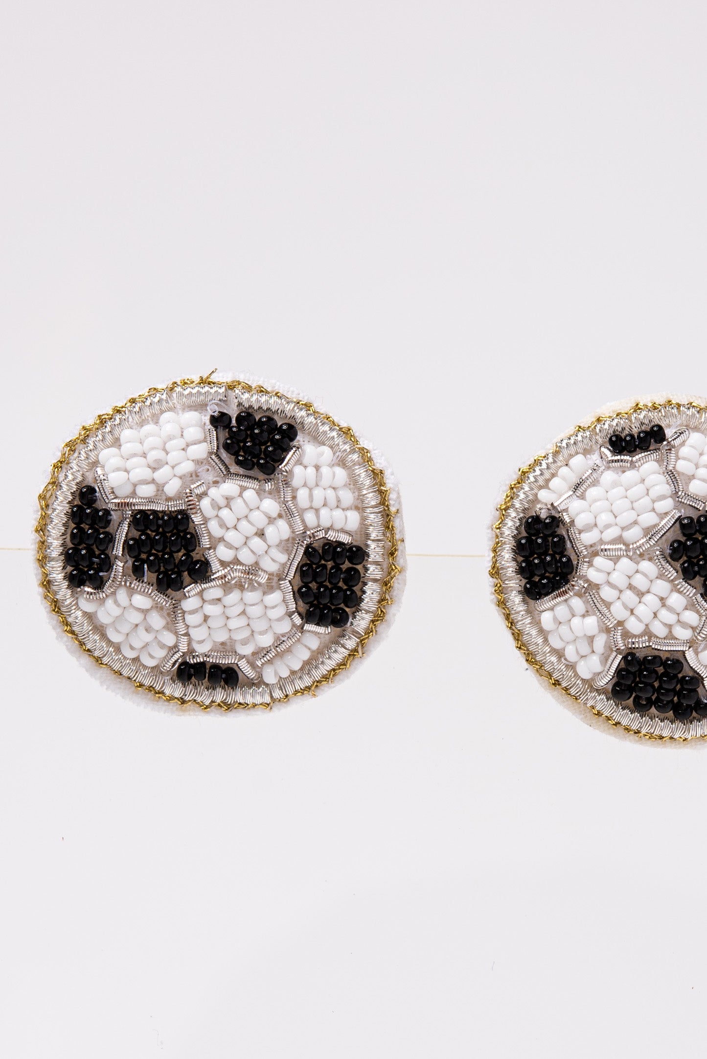 Jen Soccer Beaded Embroidery Stud Earrings