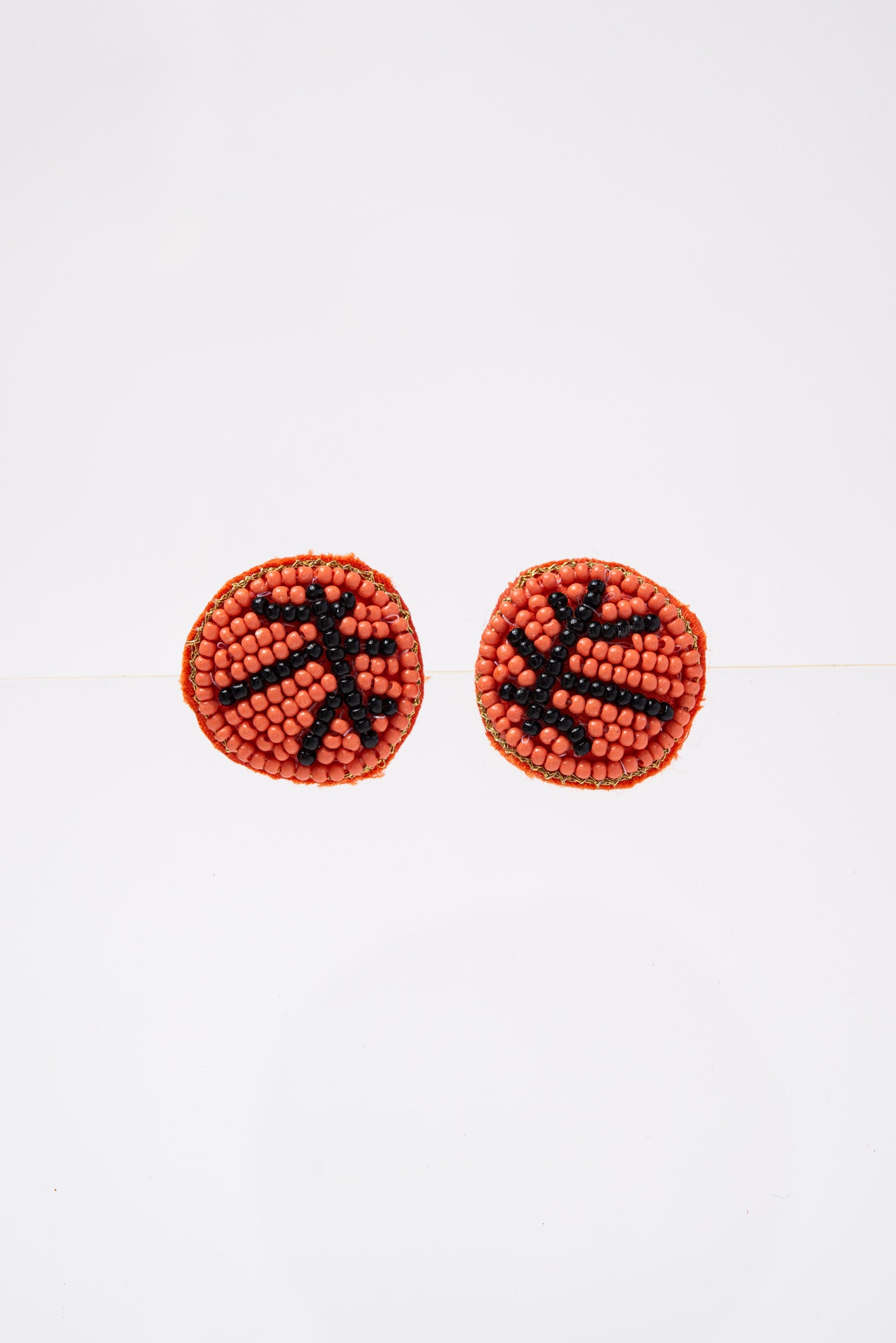 Maxi Basketball Beaded Embroidery Stud Earrings