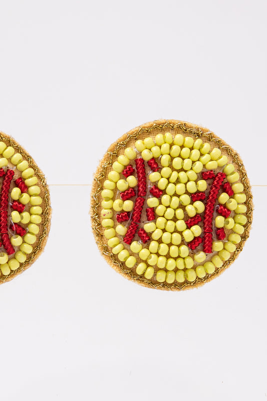Sarah Softball Beaded Embroidery Stud Earrings