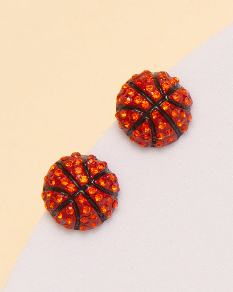 Brielle Gameday Rhinestone Basketball / Soccer / Volleyball Earrings | Orange