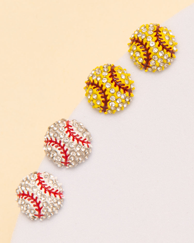 Esther Gameday Rhinestone Pave Softball / Baseball Stud Earrings