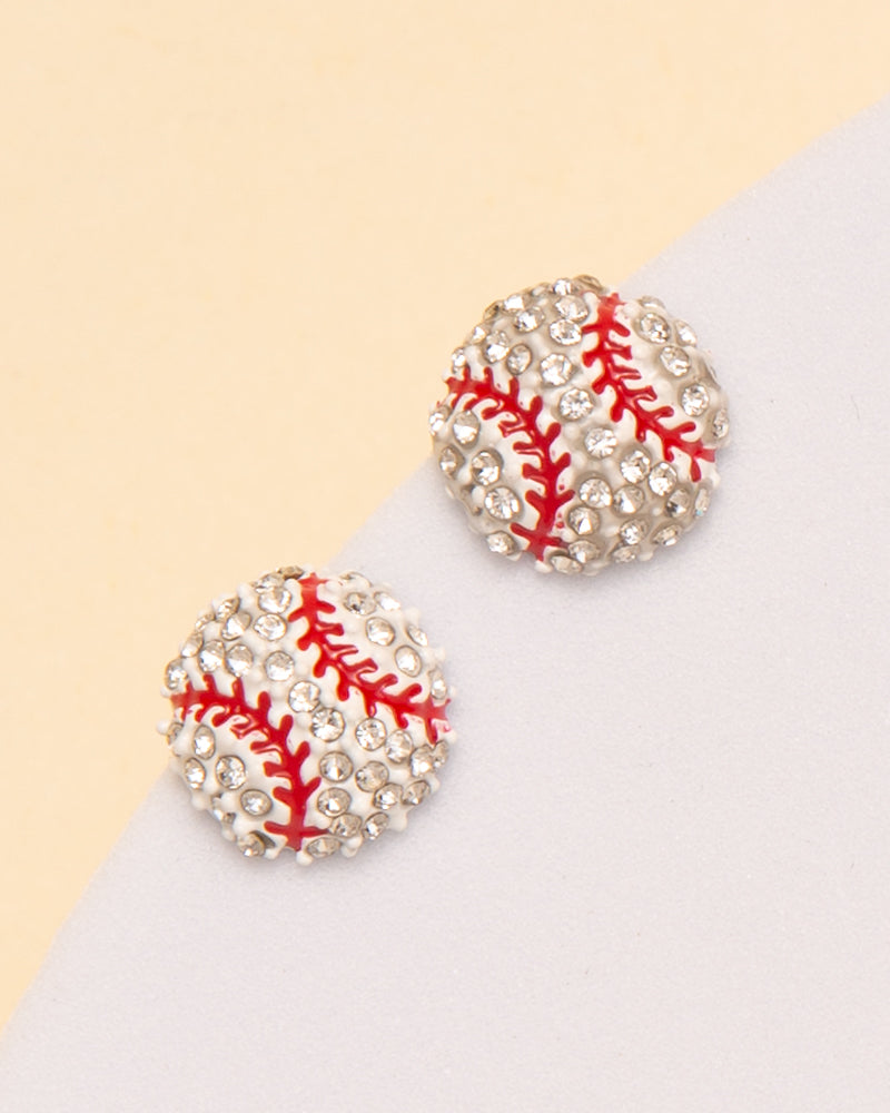 Esther Gameday Rhinestone Pave Softball / Baseball Stud Earrings
