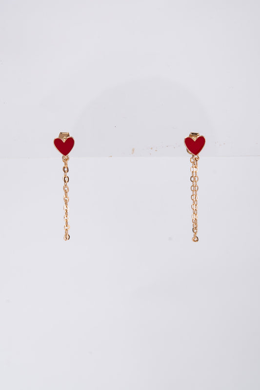 Alani Enamel Heart Valentine's Day Chain Drop Earrings