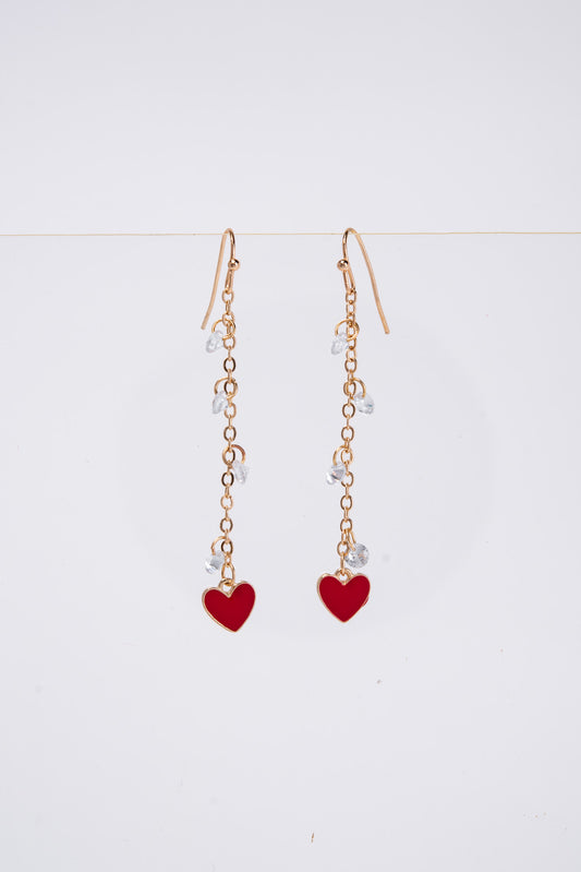Lainey Enamel Heart Chain Drop Earrings