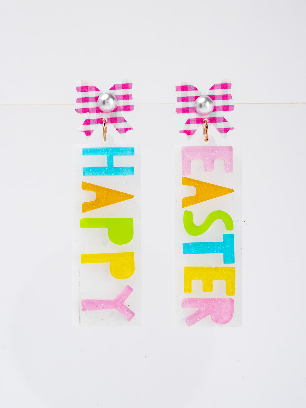 Abigail 2-Tier Happy Easter Acrylic Long Drop Earrings
