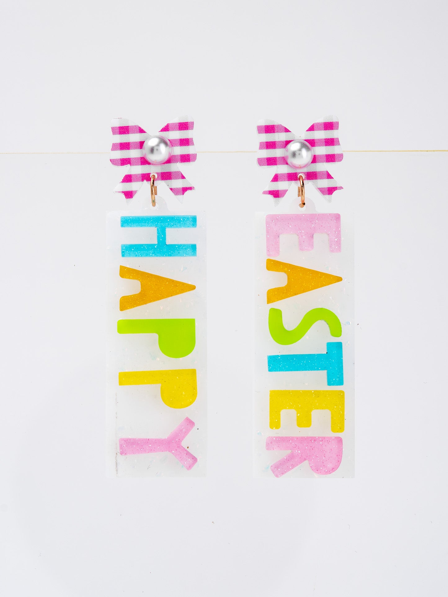 Abigail 2-Tier Happy Easter Acrylic Long Drop Earrings