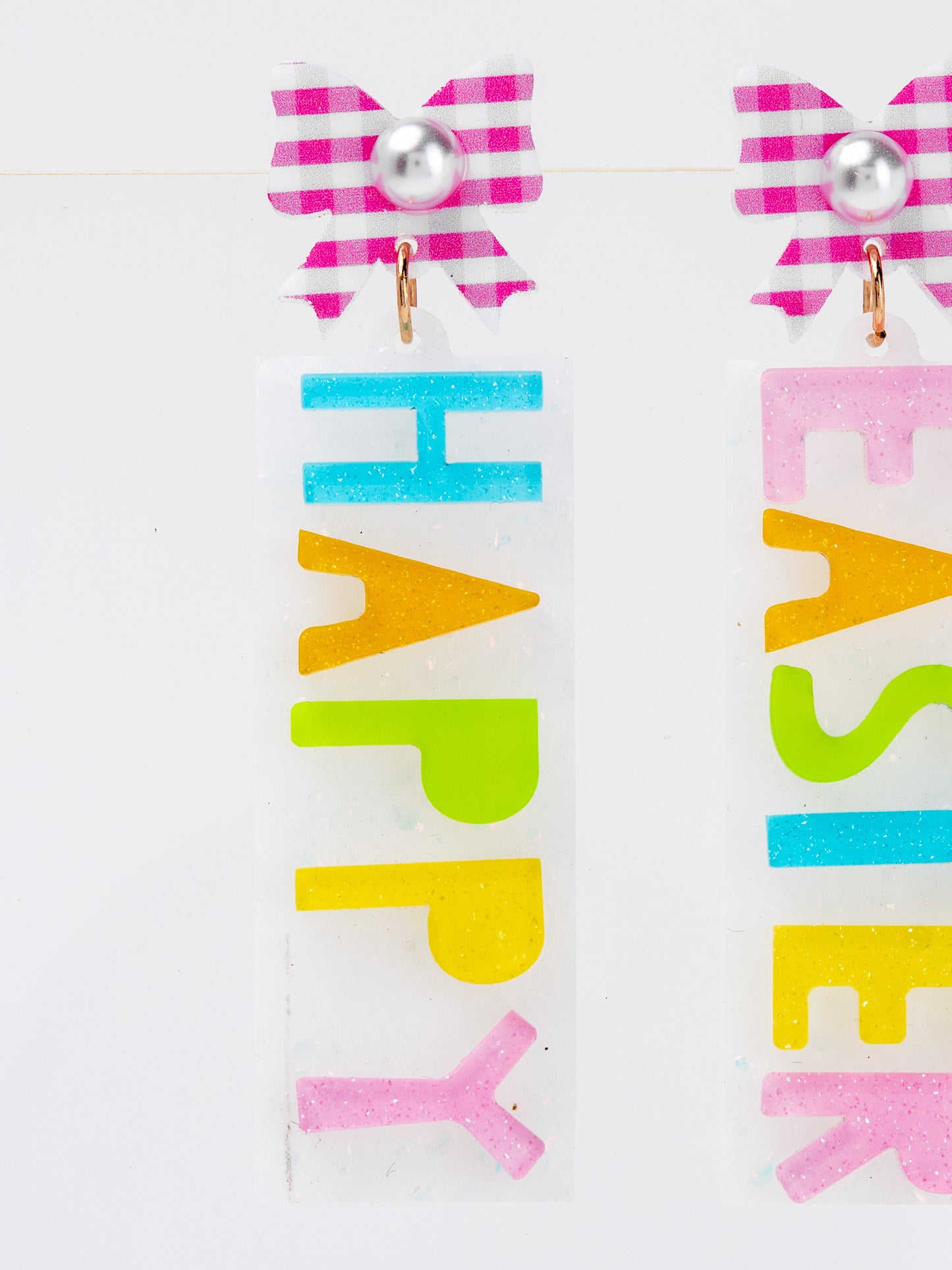Abigail 2-Tier Happy Easter Acrylic Long Drop Earrings