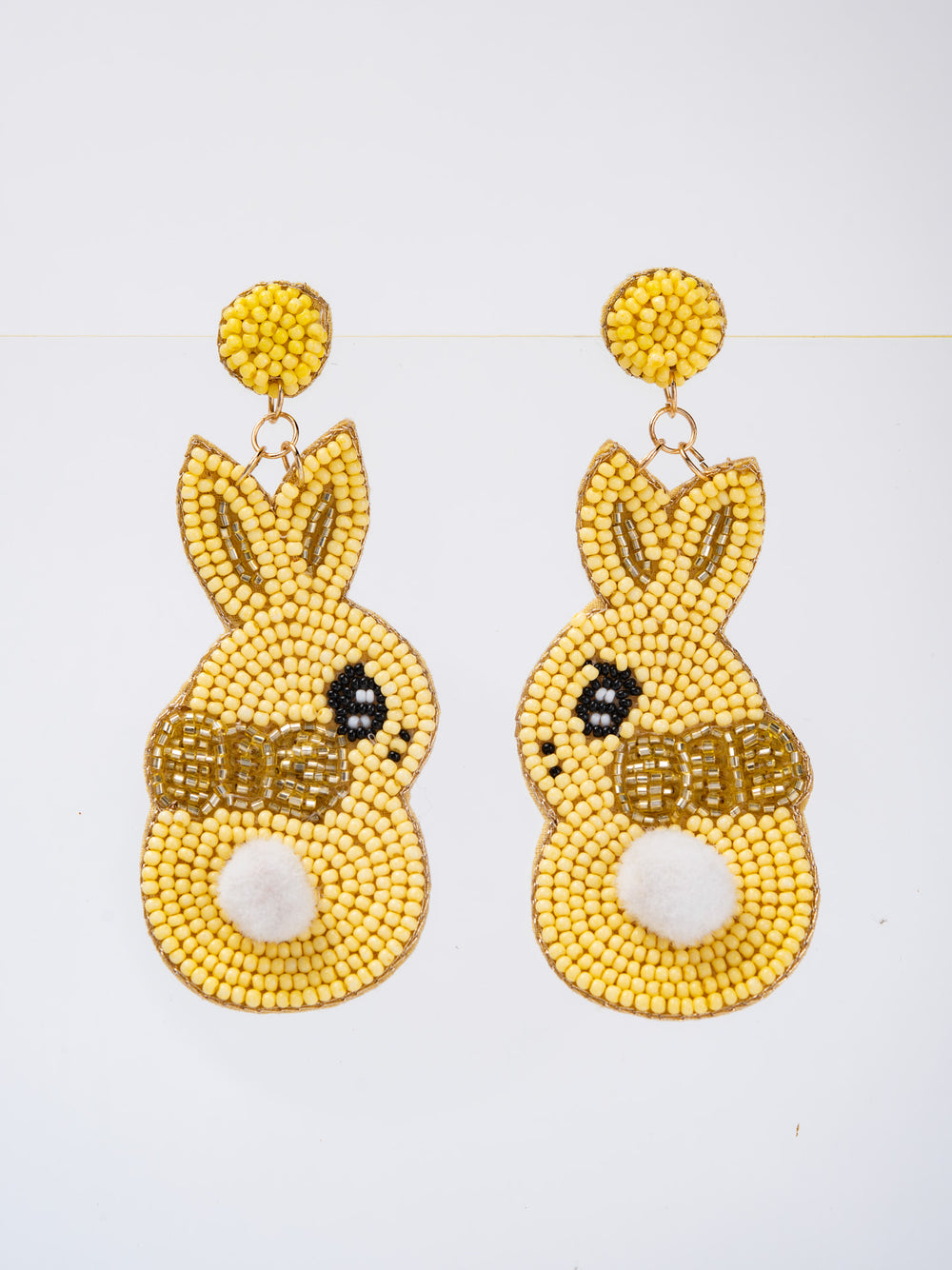 Brooklyn Cotton Tail Easter Bunny Beaded Drop Earrings | Yellow