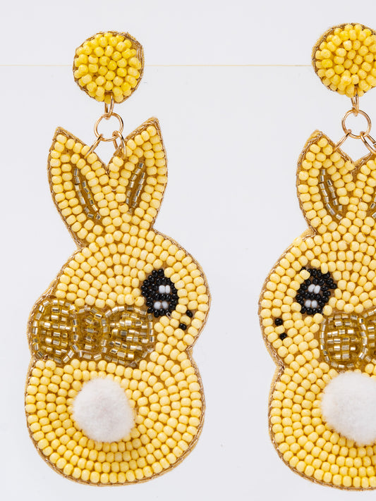 Brooklyn Cotton Tail Easter Bunny Beaded Drop Earrings | Yellow