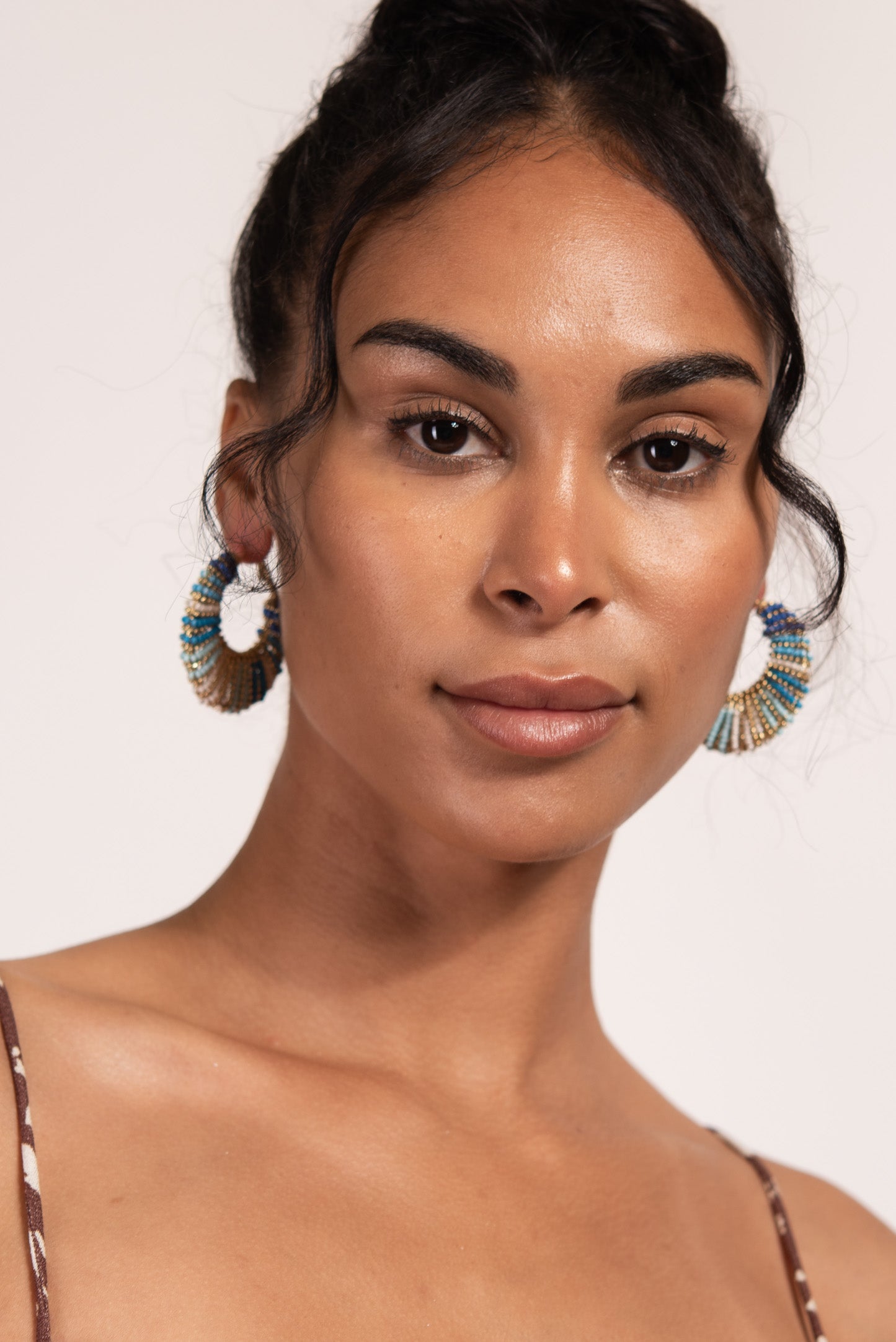 Zaria Beaded Boho Crescent Hoops