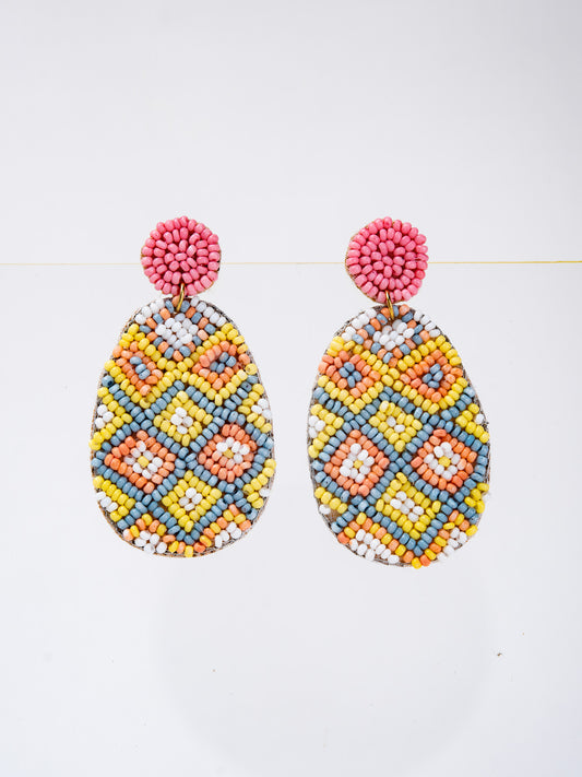 Caroline 2-Tier Easter EGG Beaded Embroidery Earrings