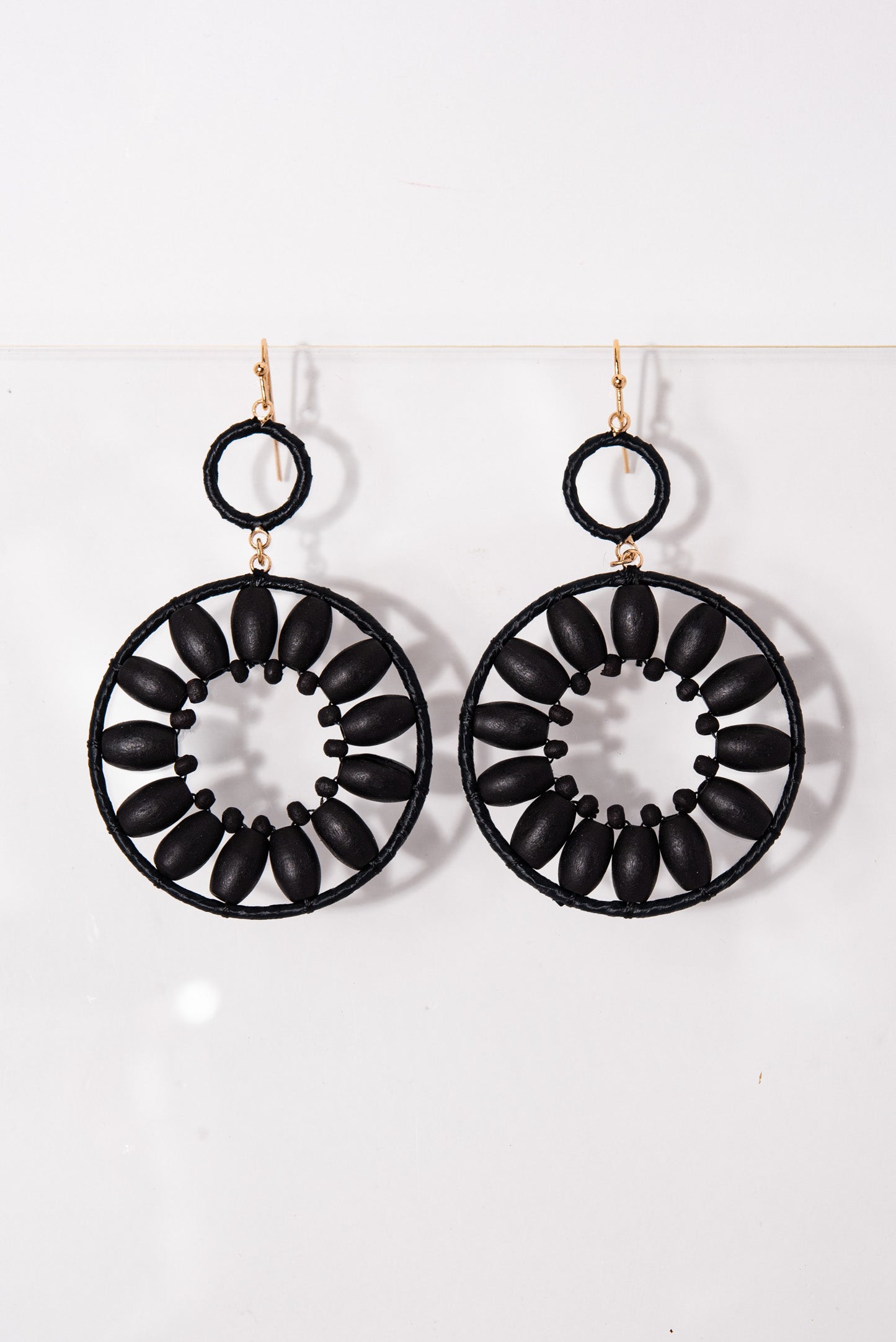 Camilla Open Circle Wooden Floral Earrings