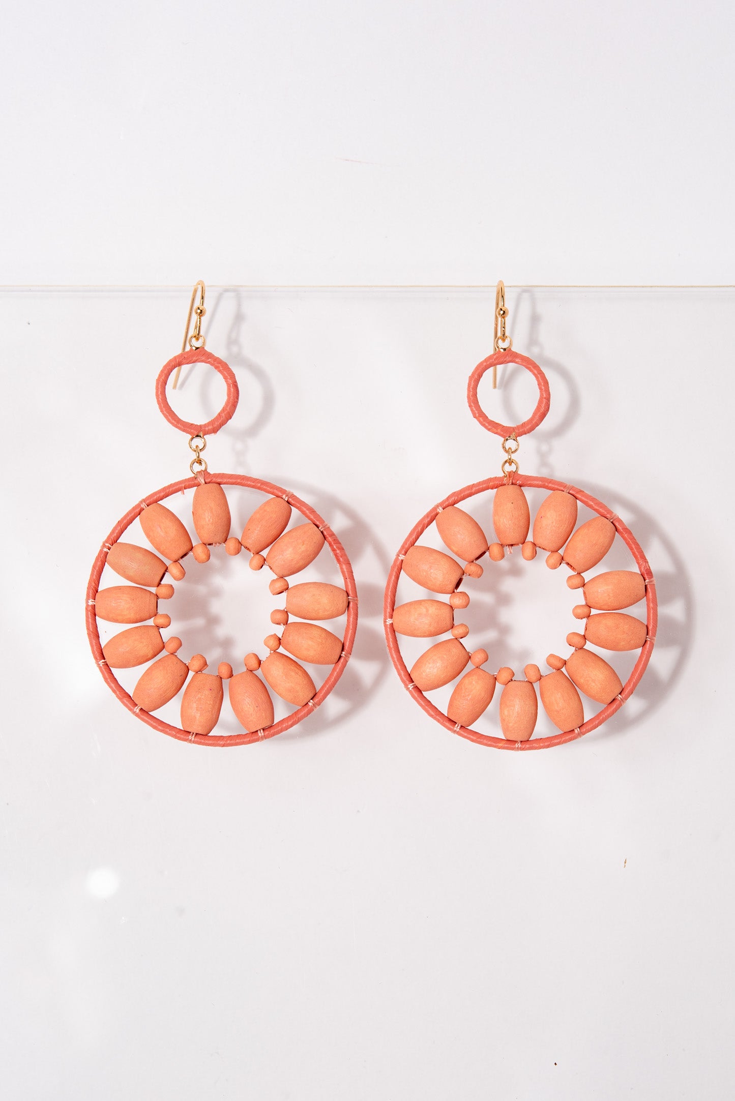 Camilla Open Circle Wooden Floral Earrings