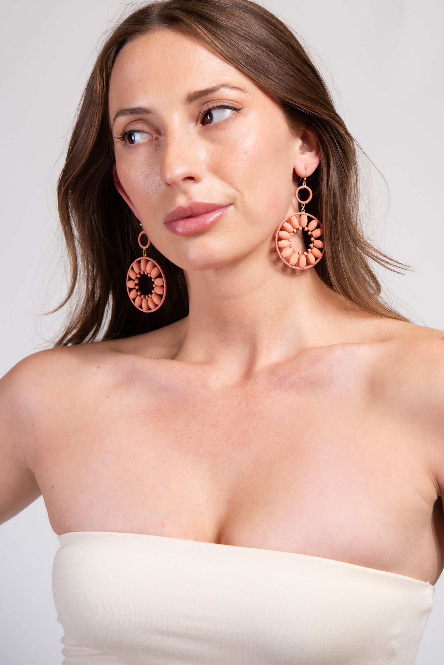 Camilla Open Circle Wooden Floral Earrings