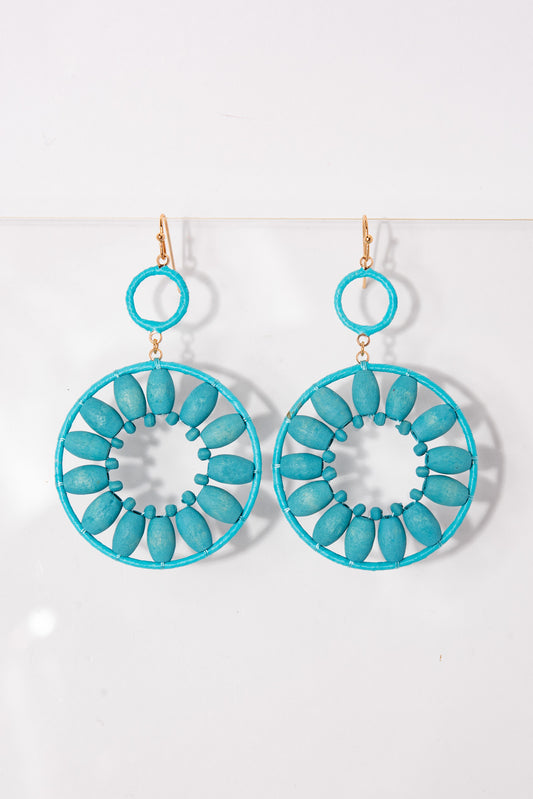 Camilla Open Circle Wooden Floral Earrings | Turquoise