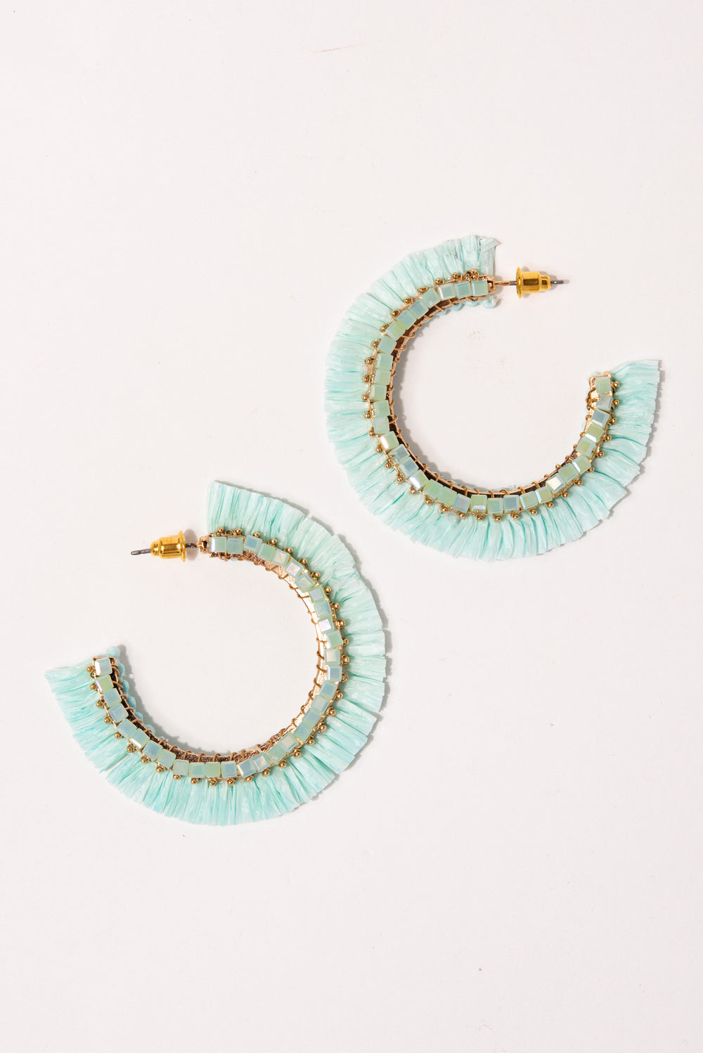 Chloe Fringe Open Hoop Earrings | Mint
