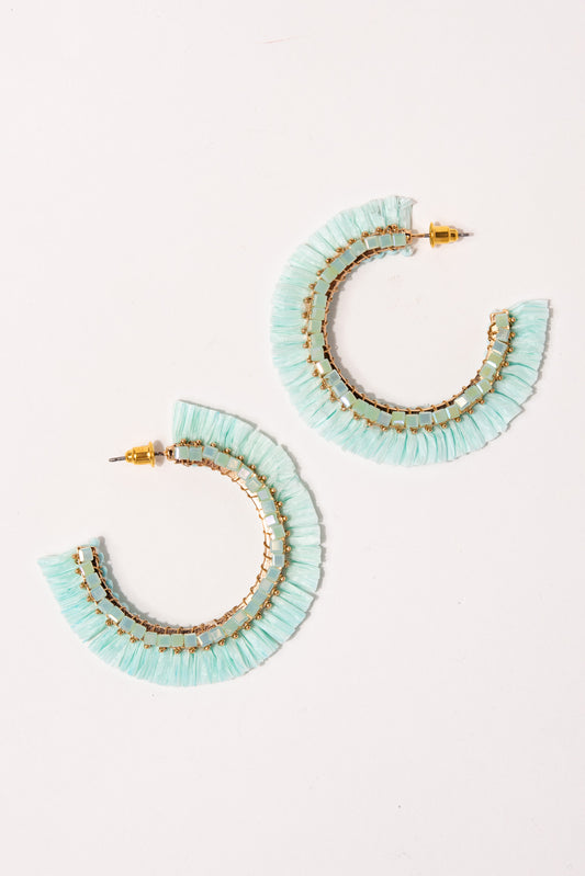 Chloe Fringe Open Hoop Earrings | Mint