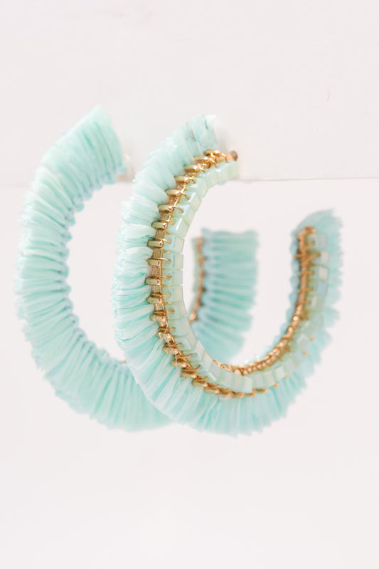 Chloe Fringe Open Hoop Earrings | Mint