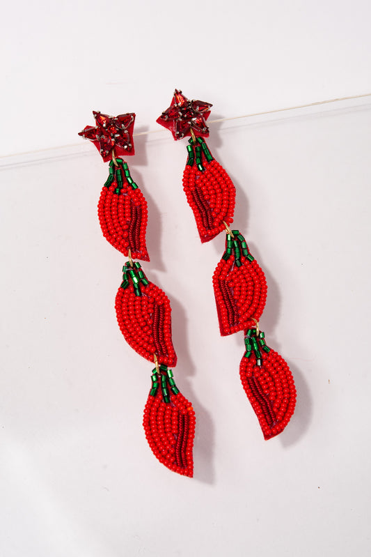 Stacy Spicy Pepper Beaded Earrings