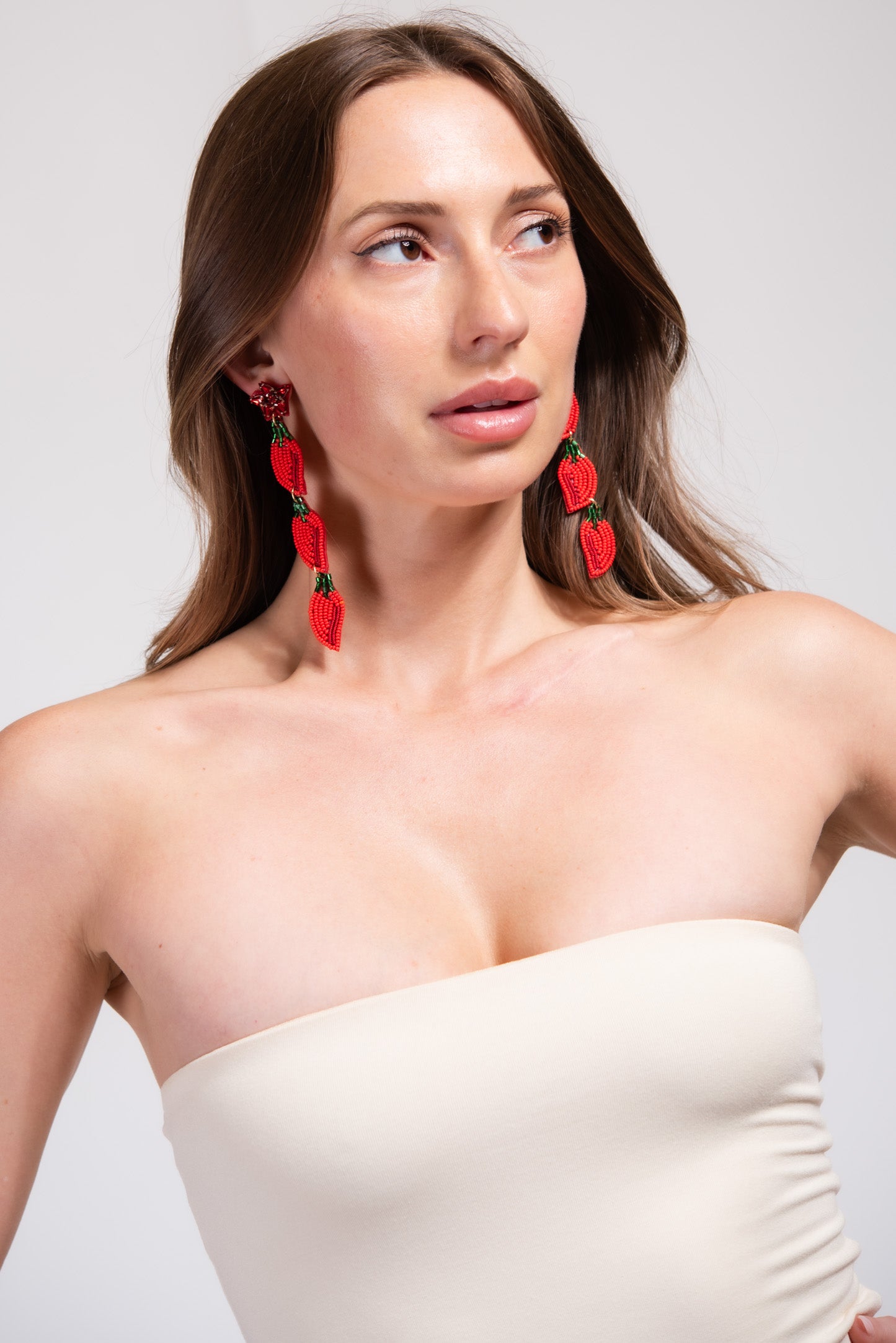 Stacy Spicy Pepper Beaded Earrings