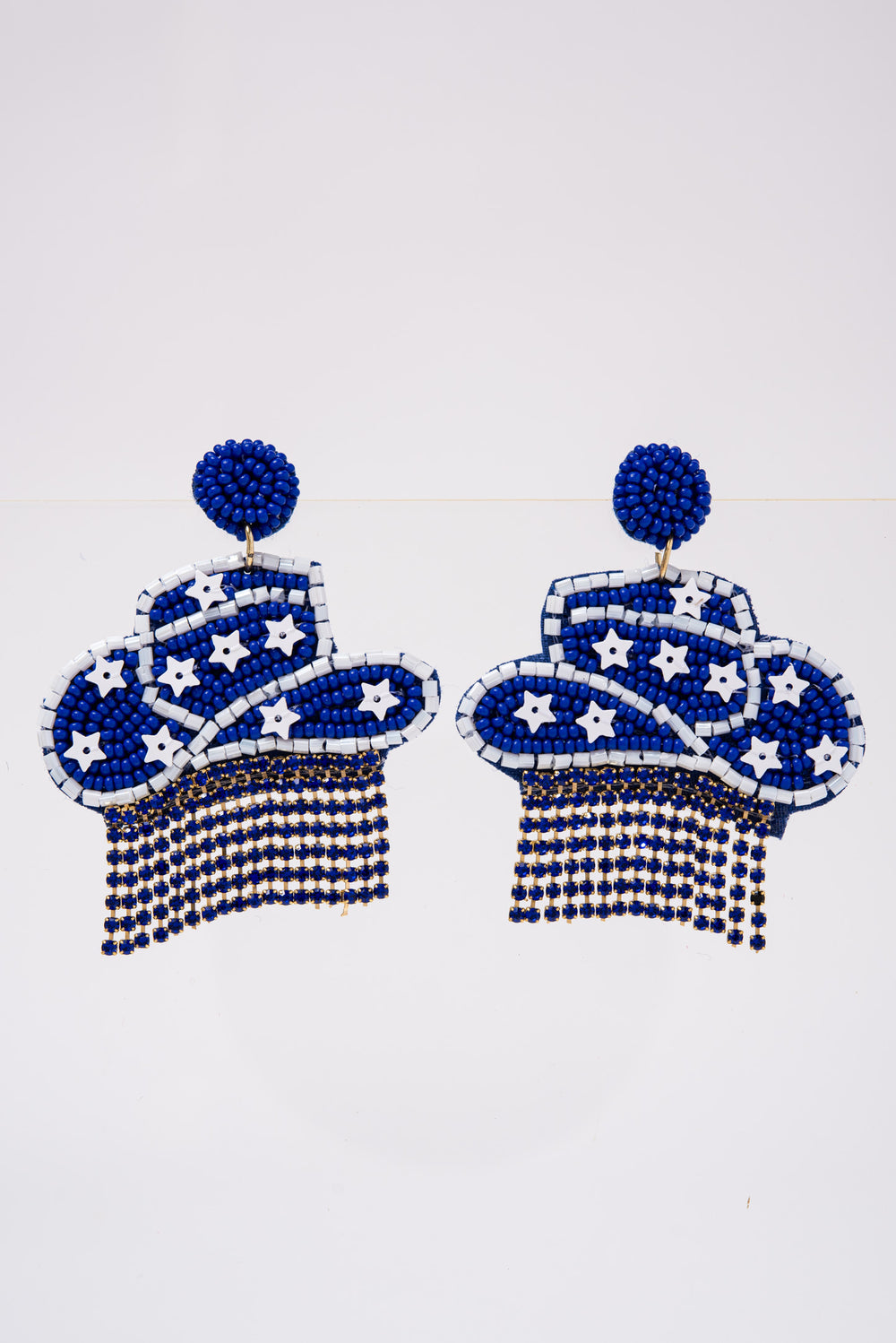 Blake Cowboy Hat Game Day Beaded Earrings | Royal Blue