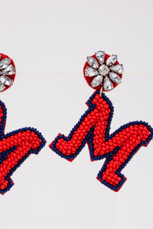 M University Beaded Dangle Earrings