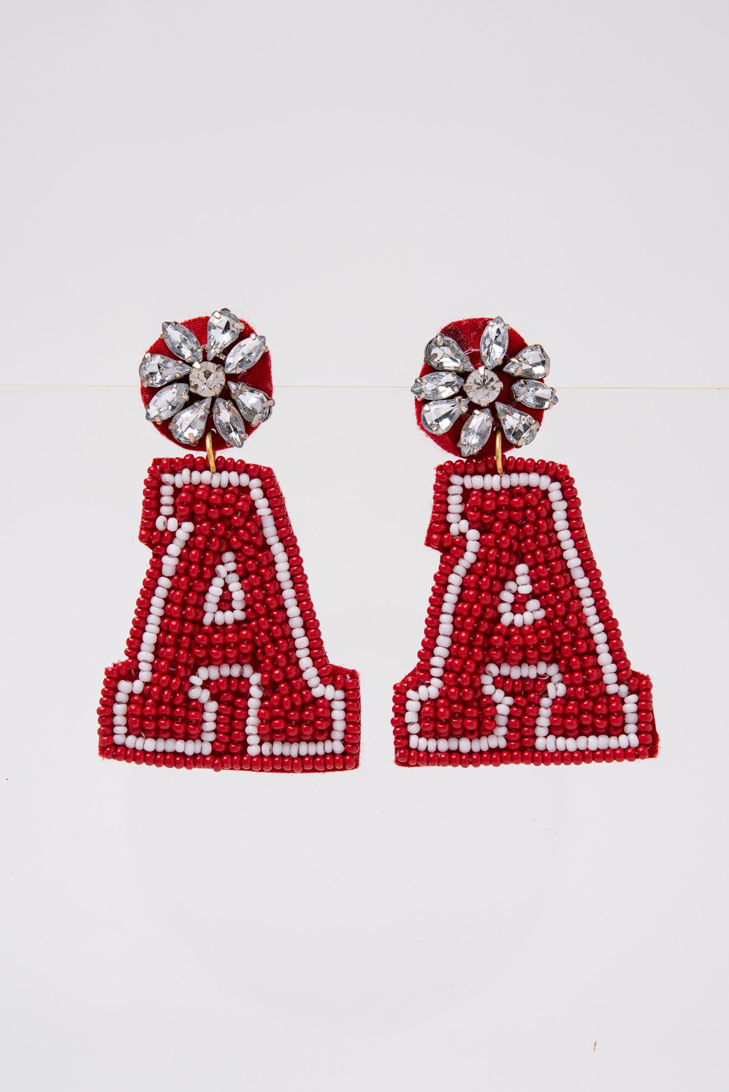 A University Beaded Dangle Earrings - Burgundy
