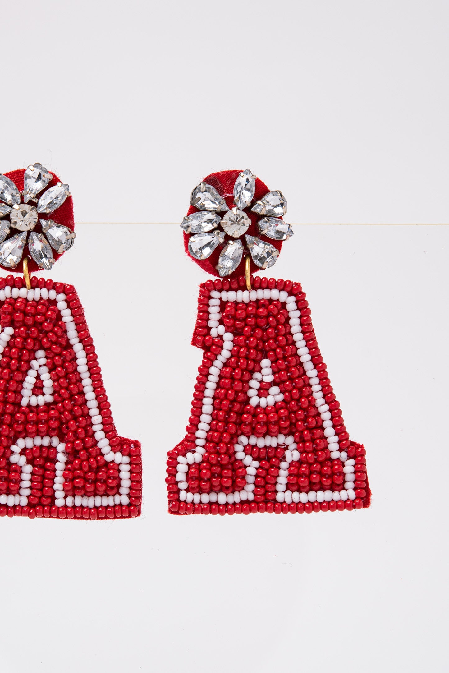 A University Beaded Dangle Earrings - Burgundy