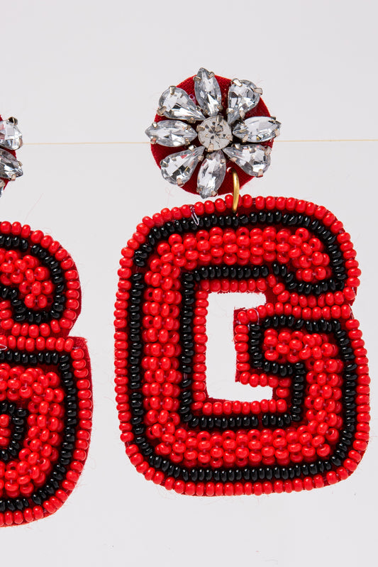 G University Beaded Dangle Earrings