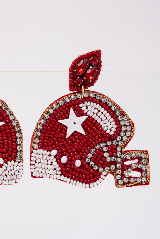 Game Day Foot Ball Helmet Beaded Earrings | Burgundy