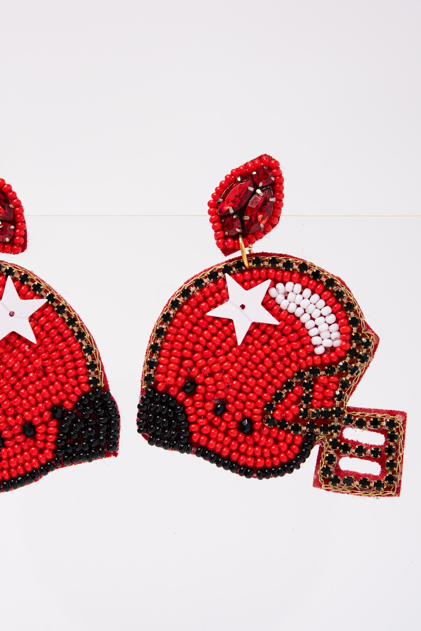 Game Day Foot Ball Helmet Beaded Earrings
