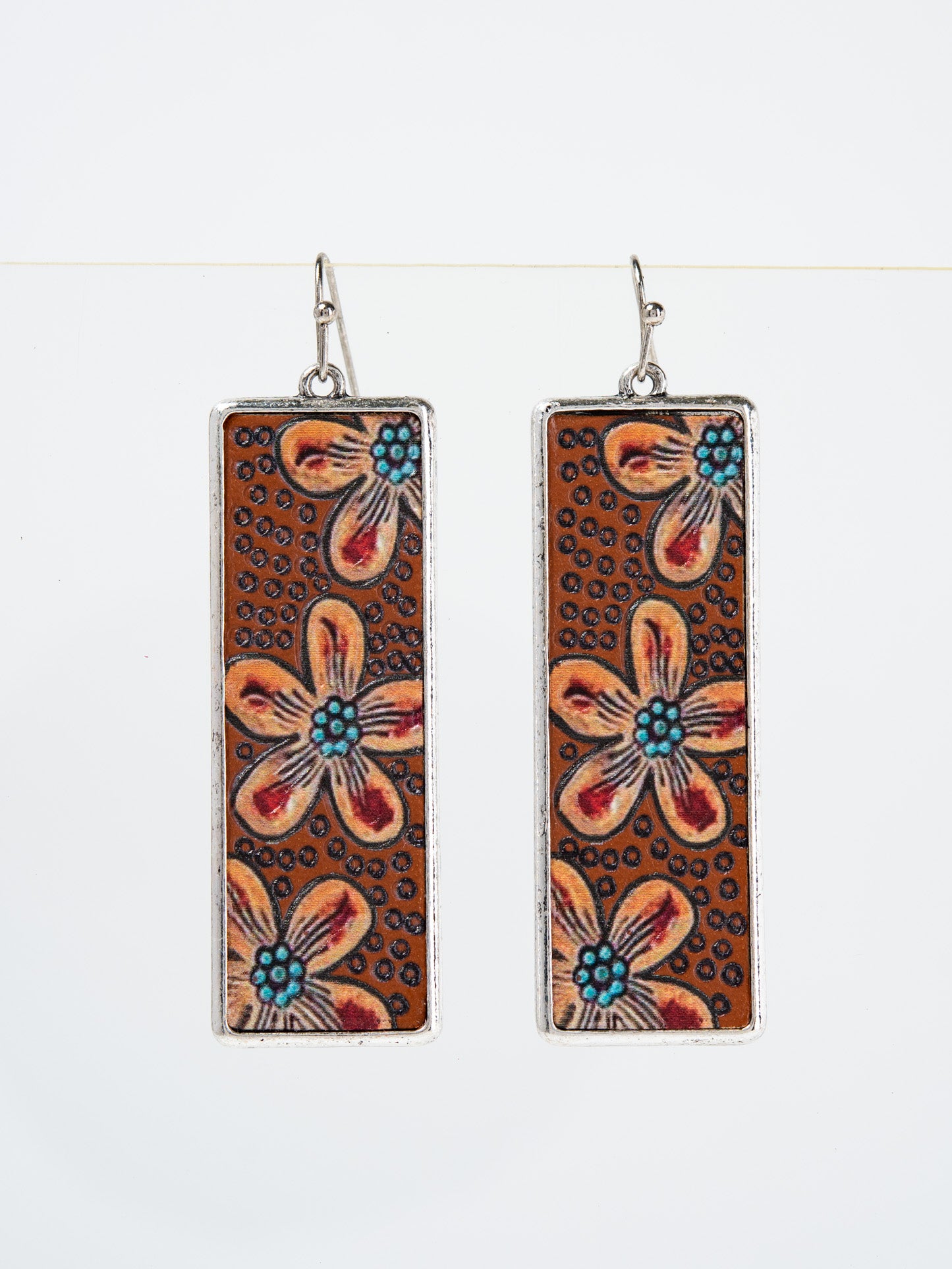 Gwynne Western Leather Flower Dangle Earrings