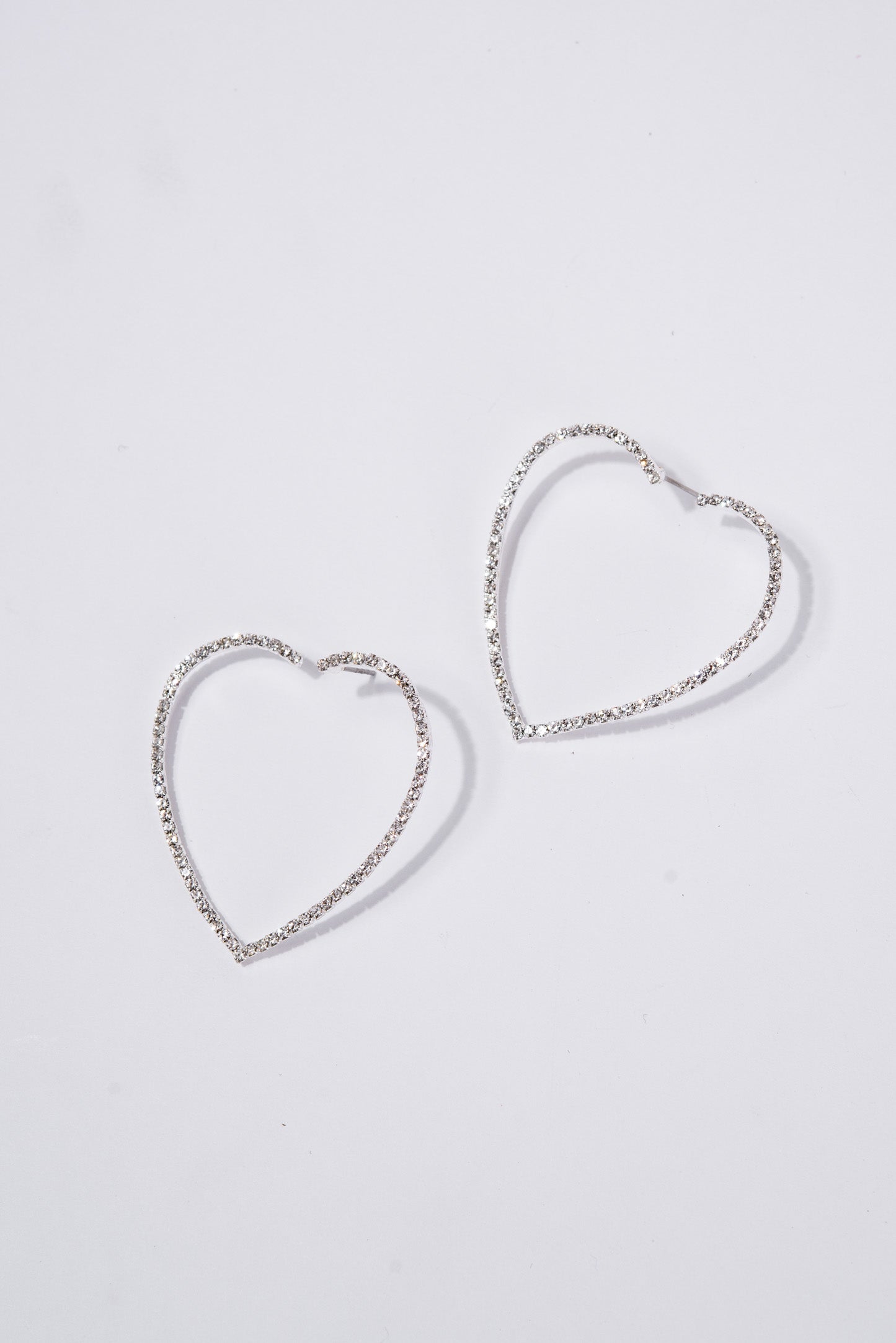 Sara Rhinestone Heart Shaped Hoop Earrings