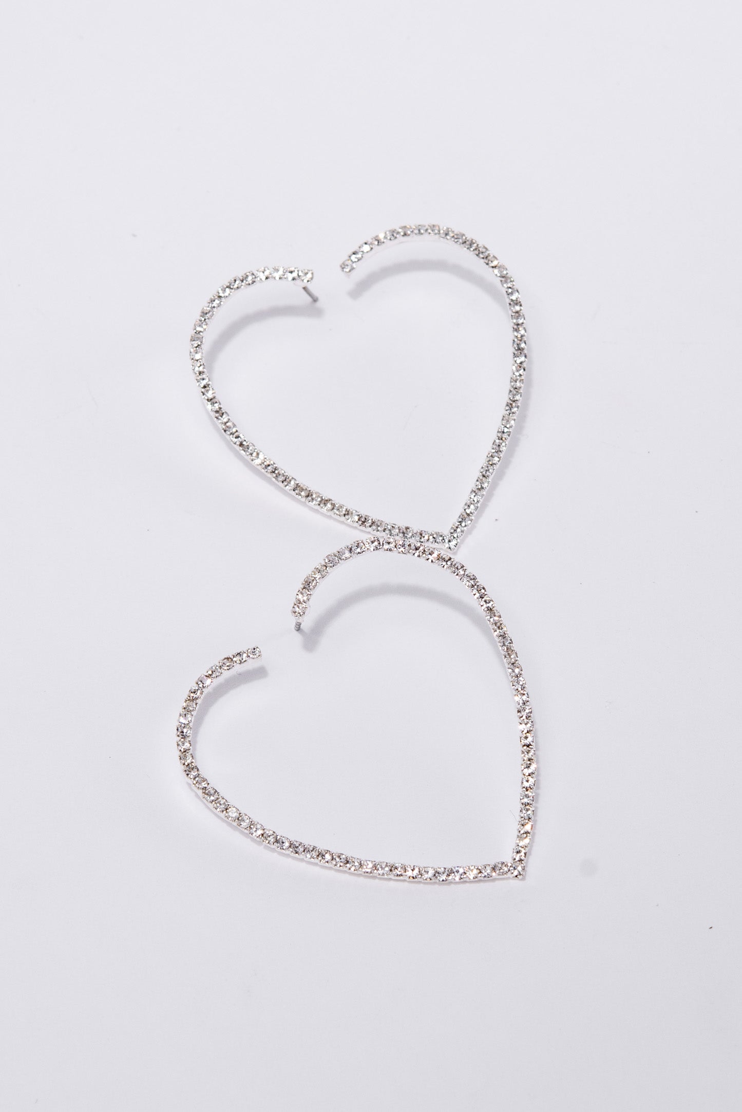 Sara Rhinestone Heart Shaped Hoop Earrings