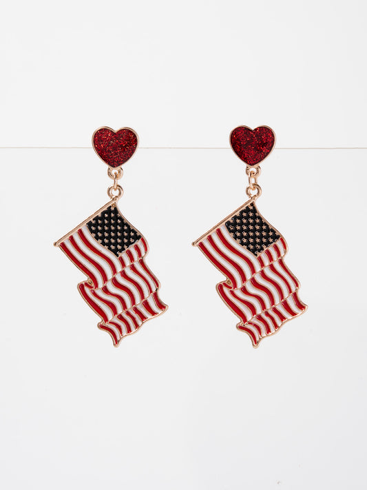 Aubrey 4th of July American Flag Dangle Earrings