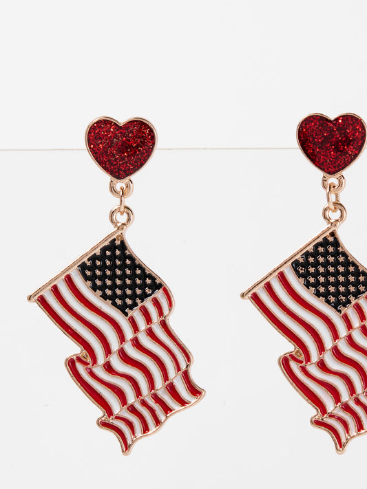 Aubrey 4th of July American Flag Dangle Earrings